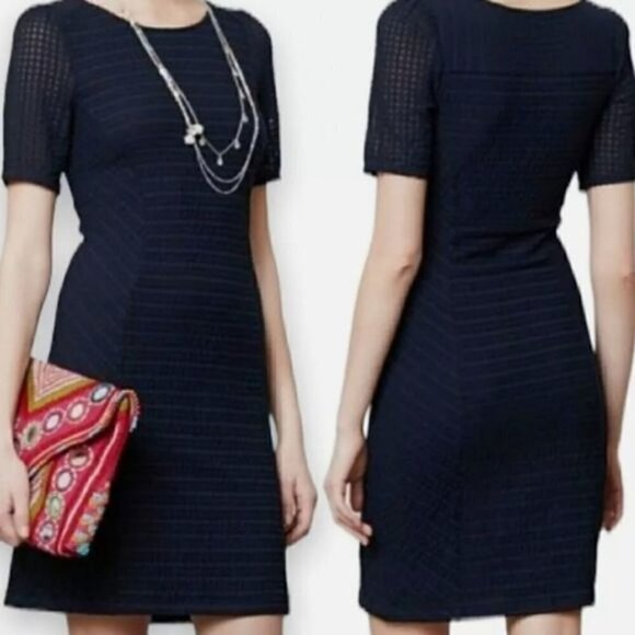 Maeve Navy Textured Bodycon Dress Size Small - Picture 1 of 5